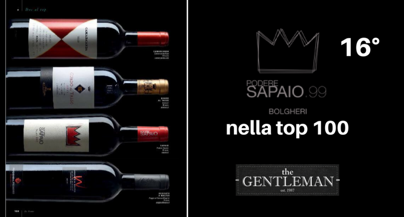 Podere Sapaio featured in Gentleman Magazine’s Top 100 Italian red wines.